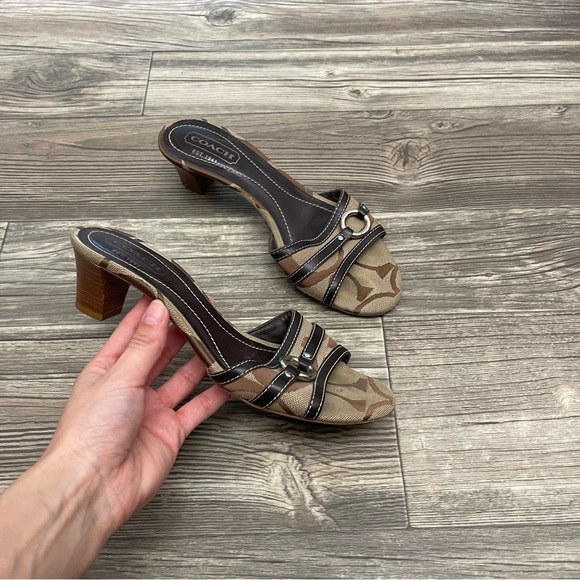 Coach Women's Tan Heeled Mules - Picture 1 of 7